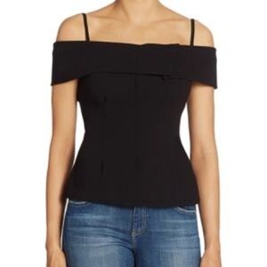 Theory Bertson Elevate Crepe Cold Shoulder Top In Black Size L